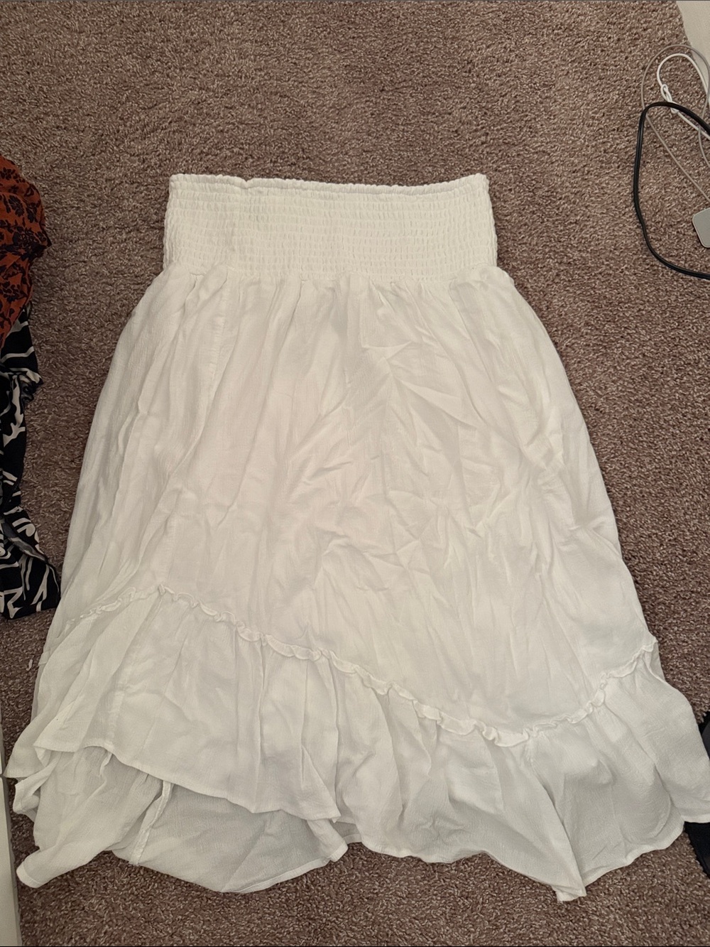 wild fable White Smocked Waist Maxi Skirt with Ruffle Hem